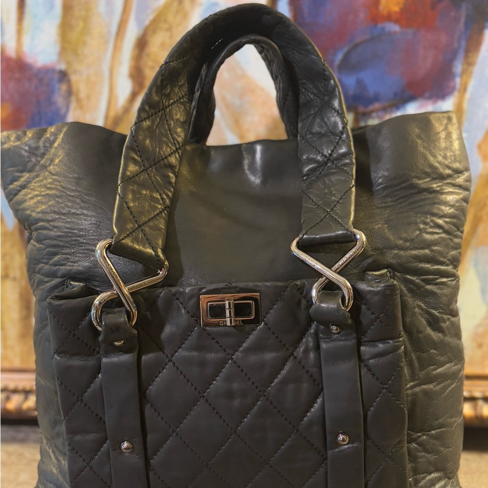 CHANEL RARE Discontinued 8 Knots Lambskin Black Large Bag w/COA - Picture 11 of 16